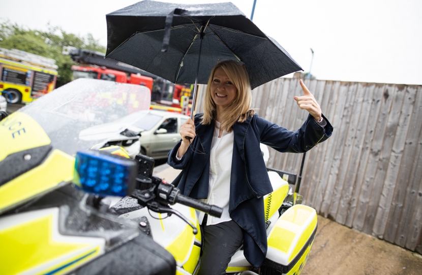 Esther on a police motorbike