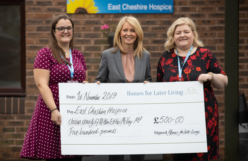 Esther, Karyn Johnson from East Cheshire Hospice and Emma Williams from Homes for Later Living