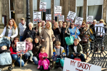 Esther with farmers and their families at a protest rally