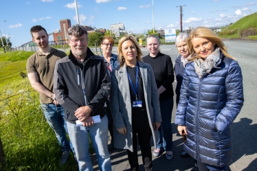 Esther McVey MP, Cllr Helen Treeby and local residents