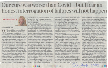 Esther McVey's article in the Daily Telegraph